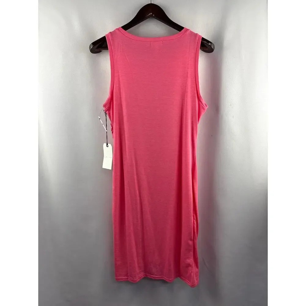 Women’s Leith Large Bright Pink Ruched Midi Bodycon Dress